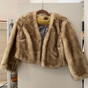 Anthropologie faux fur crop jacket